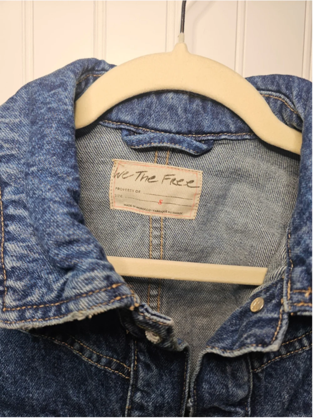 Free People We The Free Jade Denim Jacket High Dive Blue Acid Wash Size S NWT - Picture 3 of 12